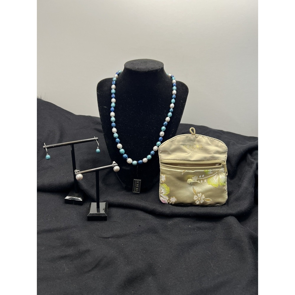 Honora Blue Fresh Saltwater Pearls Necklace 18" & Earrings, Bracelet Set
